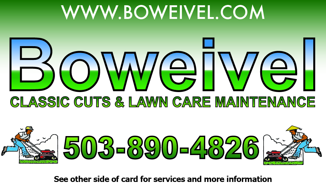 Side one of Boweivel's business card